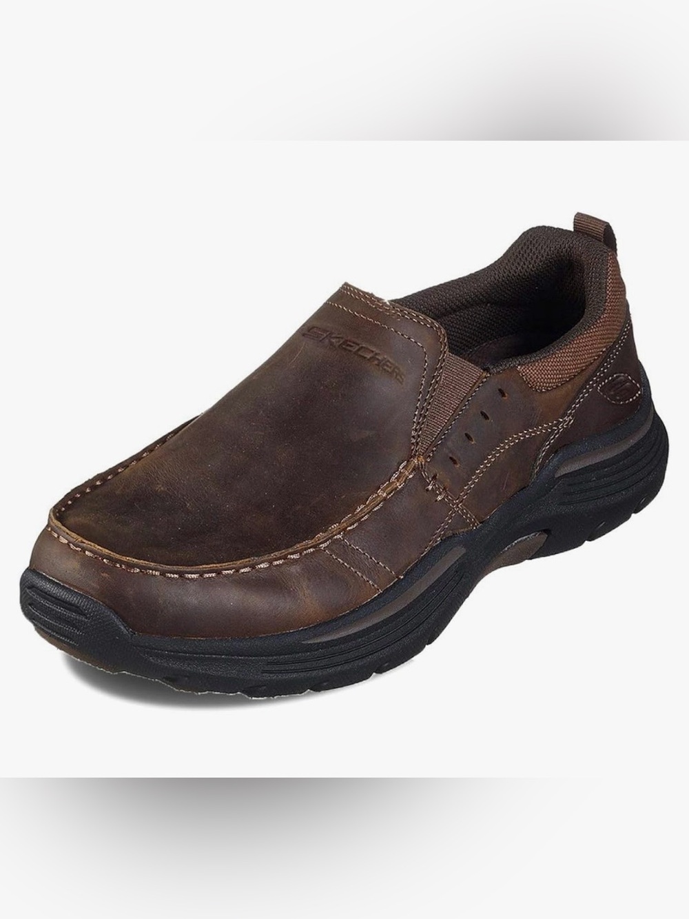 New Skechers Seveno Moe Toe Brown Cbd Slip-On Leather Loafer Style 66146